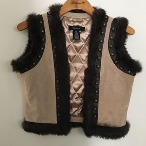 Vintage Rabbit Boho Cropped Suede Leather Vest